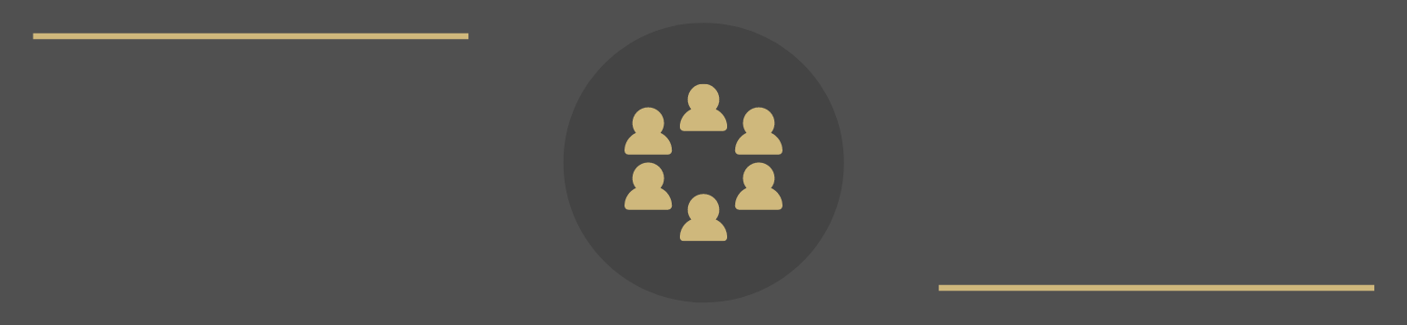 icon of profiles in a circle with gold and dark grey colors