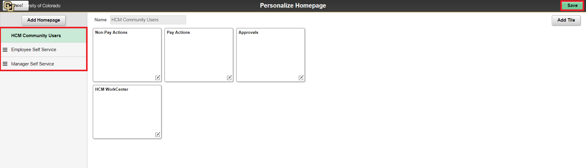 Personalize Homepage