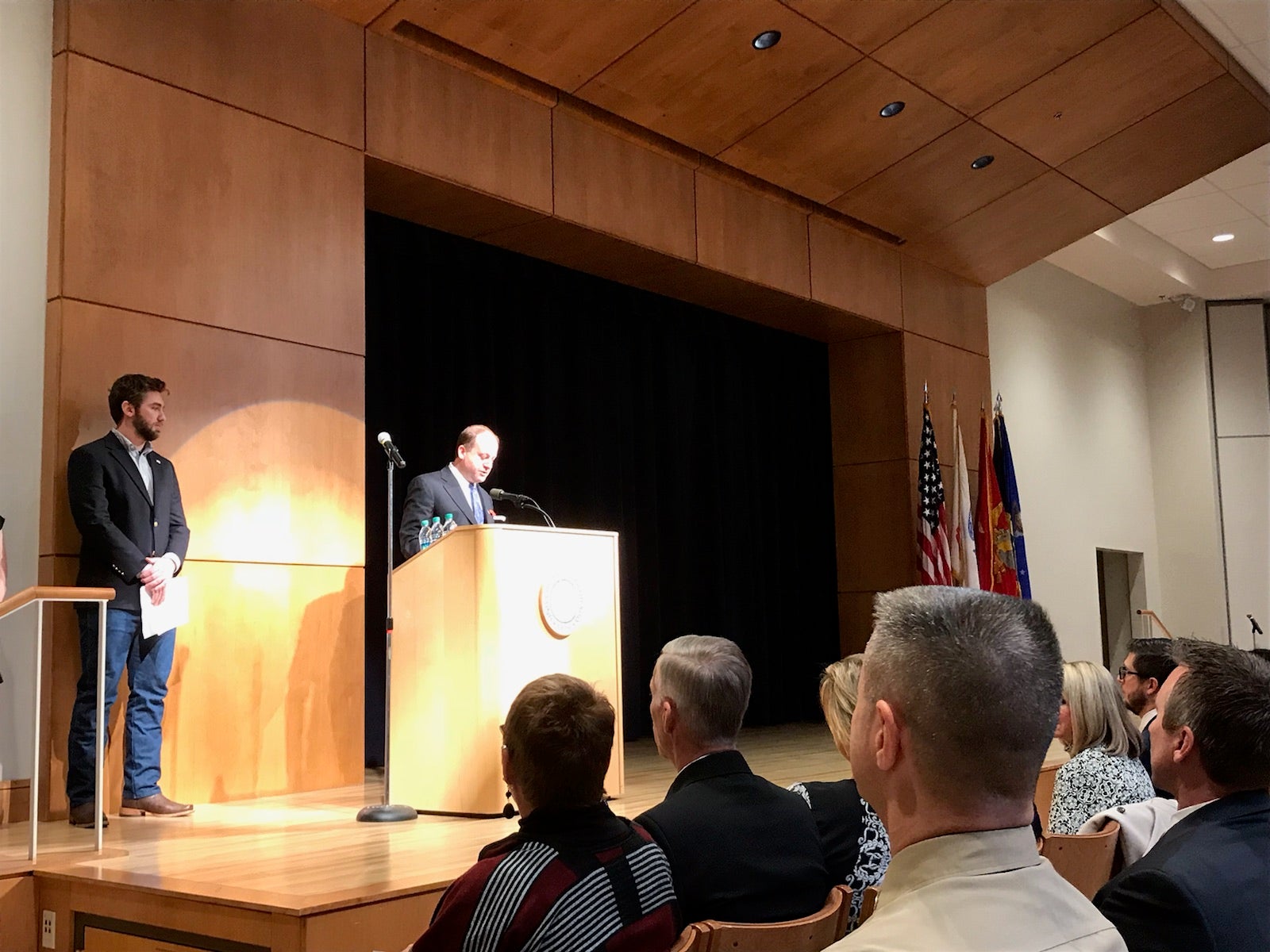 Congressman Jared Polis speaks during the CU Boulder Veterans Day Ceremony