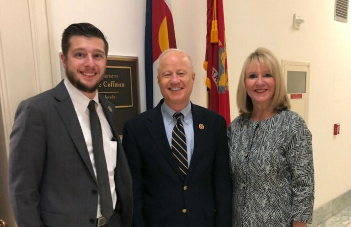 CU Regent Jack Kroll, Congressman Mike Coffman, and Regent Sue Sharkey on the Hill in Washington, D.C.