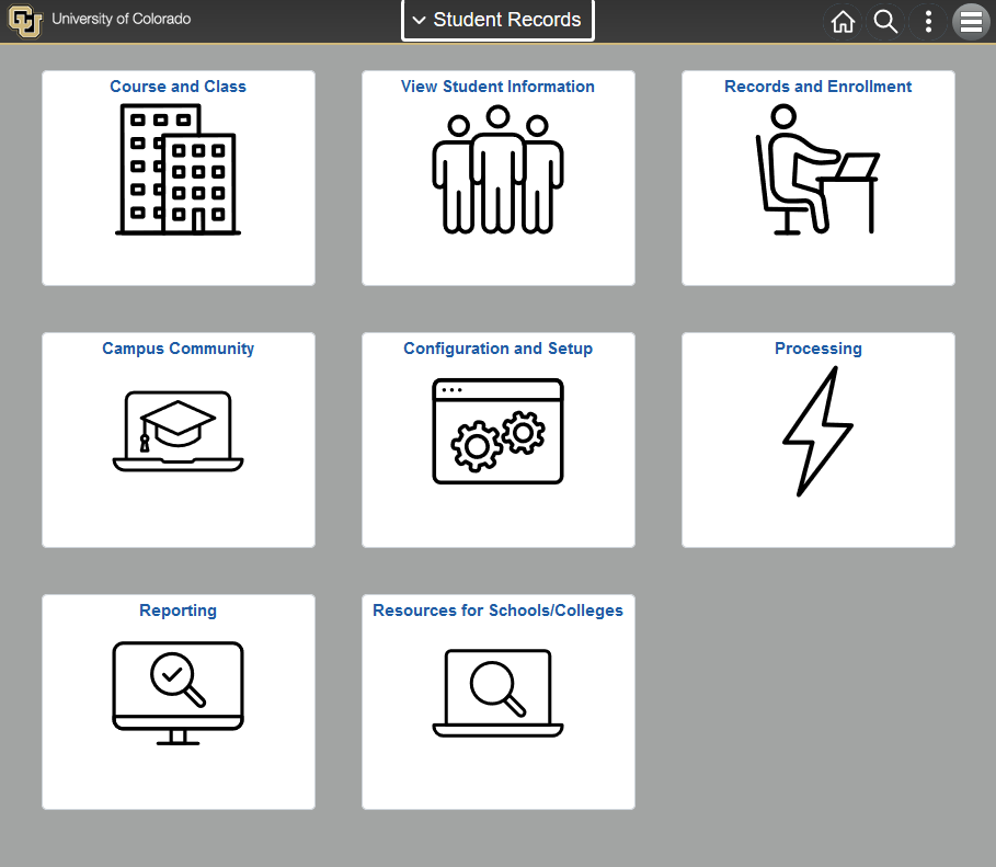 Student Records homepage