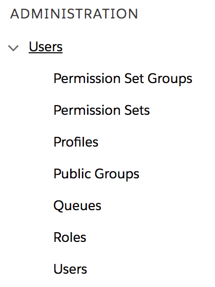 Salesforce Users Menu