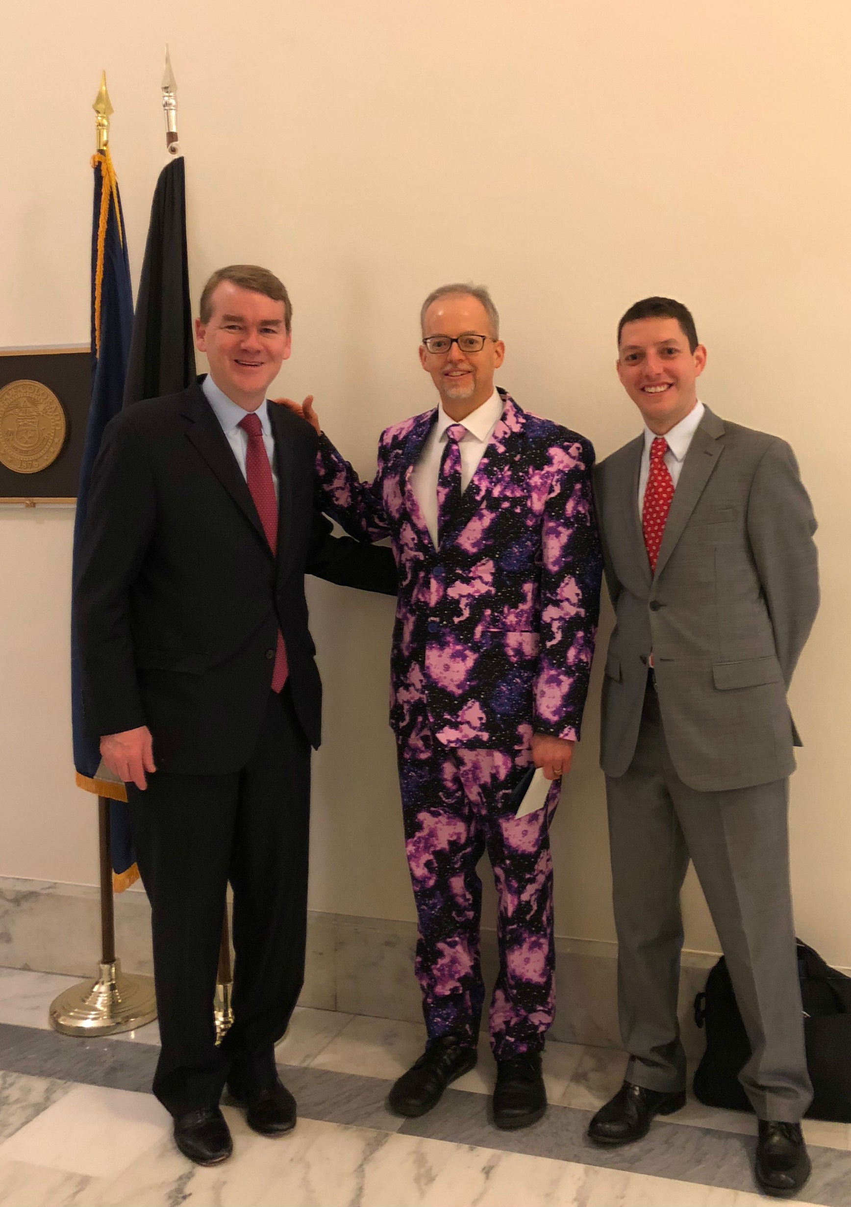 Chris Koehler & Brian Sanders of the Colorado Space Grant Consortium (COSGC) with Senator Michael Bennet on the Hill