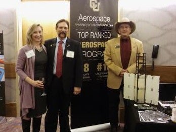 Kirsten Schuchman, Assistant VP of State Relations, Senator Randy Baumgardner (R-Cowdrey) , and Representative J. Paul Brown (R-Ignacio) at the CU-Boulder Aerospace Summit