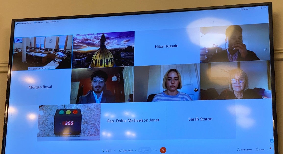 CU students Molly Frommelt, Jesse Alardin Rivera, Eyob Beyene Abai, Hiba Hussain, & Fabian Laguna remotely testify in support of HB21-1067 CU students Molly Frommelt, Jesse Alardin Rivera, Eyob Beyene Abai, Hiba Hussain, & Fabian Laguna remotely testify in support of HB21-1067