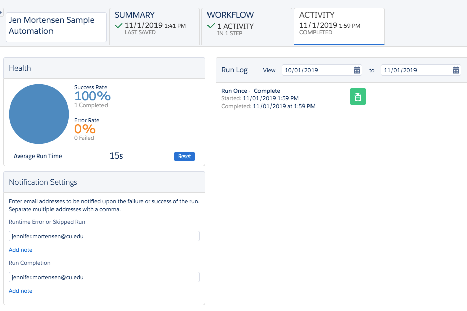 Successful Automation Activity