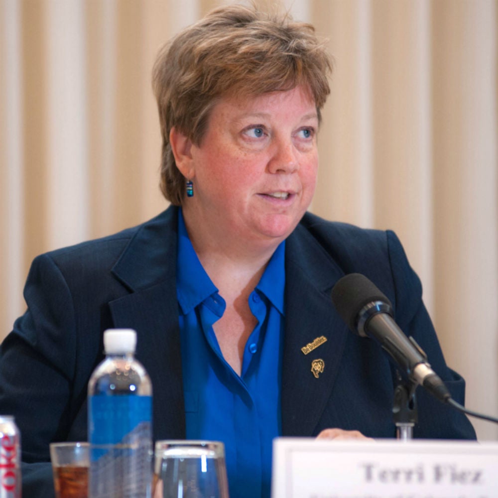 CU Boulder Vice Chancellor for Research and Innovation Terri Fiez speaks during All Things Research 2016