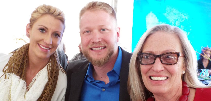 Curt Bean and his mentor in the Boots to Suits program, Deborah Jordy, right and girlfriend Ashley Curt Bean and his mentor in the Boots to Suits program, Deborah Jordy, right and girlfriend Ashley