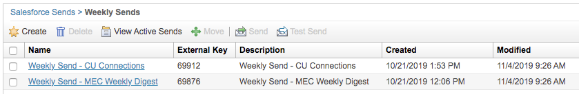 Weekly Sends Weekly Sends