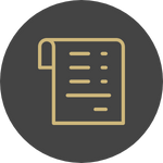 icon of document in gold color, black background