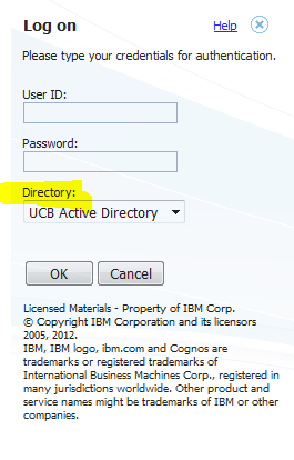 Cognos Logon Screen