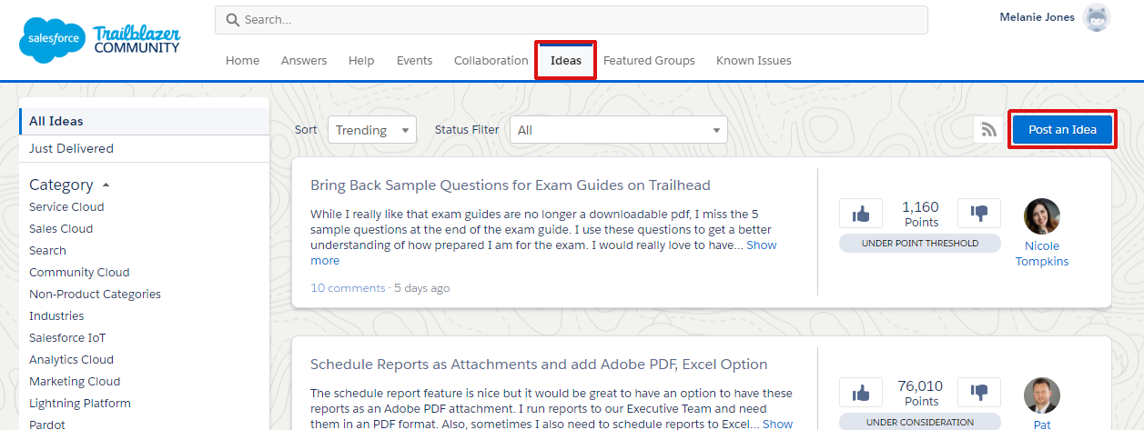 Post an Idea in the Salesforce Community