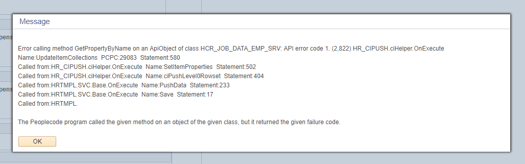 Example of the error message displayed when a mismatched frequency/rate code combination is entered.