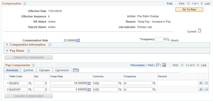 Example of new code in compensation page.