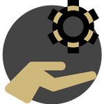 handing holding up systems icon in reference to giving service