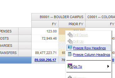 freeze row headings