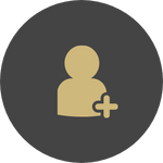 gold person with add icon dark grey background 