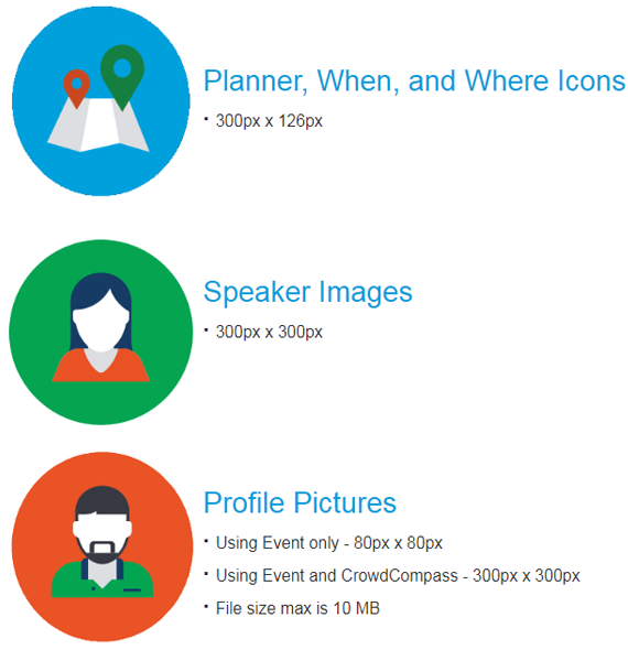 Cvent Image Sizes | Icons, Speaker, Profile