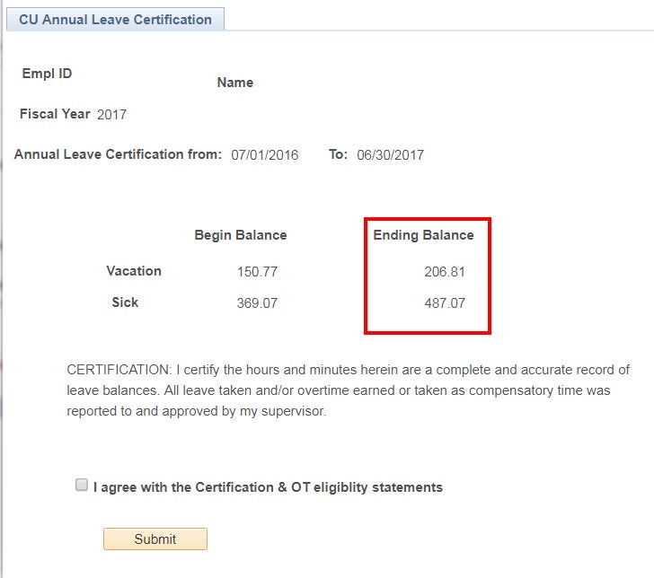 Leave certification screensho