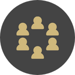 gold profiles of people in meeting circle