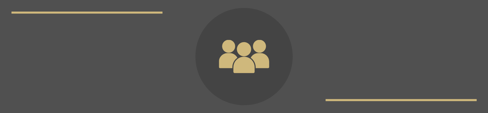 icon of people profiles in a group in gold with dark grey background
