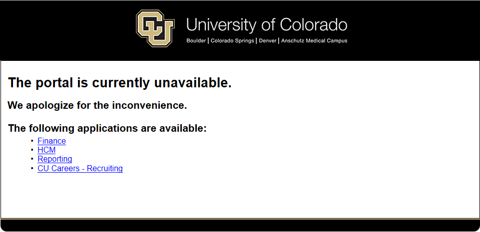 Portal Outage Page Portal Outage Page