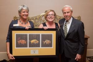 Assistant Vice President for External Affairs and Advocacy Michele McKinney, Advocate of the Year Kimbirly Orr and CU President Bruce D. Benson