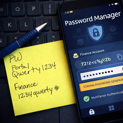 Small shipping box sitting on laptop keyboard