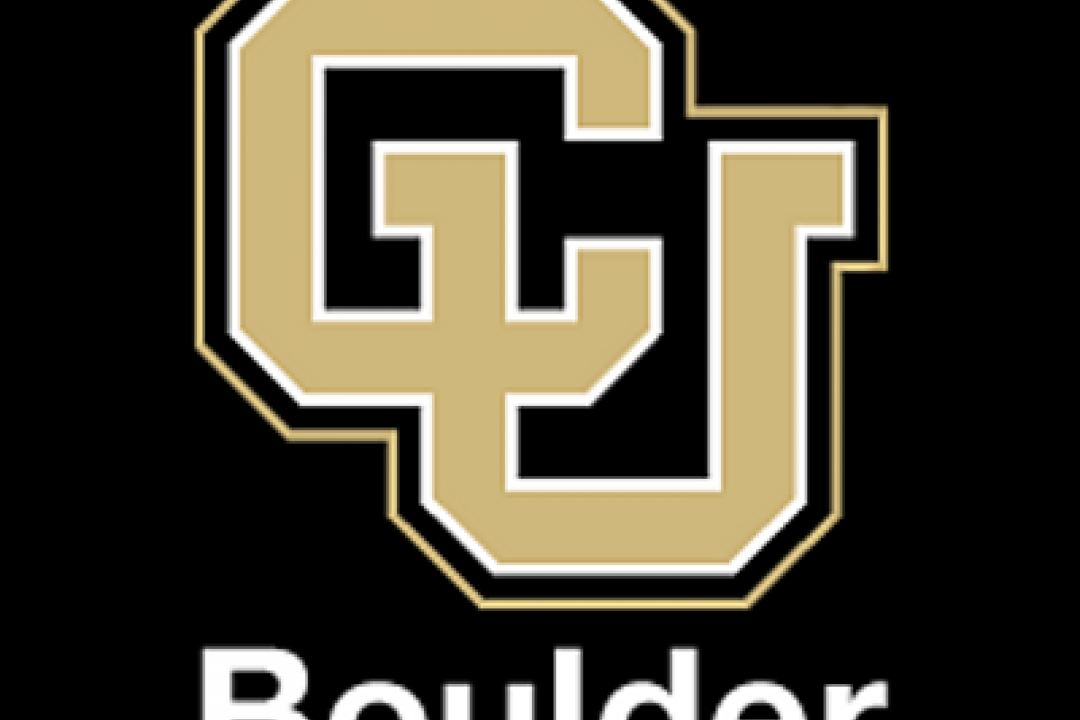 CU Boulder logo on black background with gold lettering