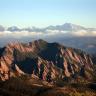 Aerial photo of the Flatiron rock formation near Boulder.