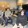 Student researchers Noah Grebe and Luke Davis from UCCS and Blake MacDonald from Pikes Peak State College working on their flight experiment, “Calcium Sulfate Crystal Growth in Microgravity”