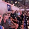 Gibson (middle) at the U.S. Olympic Swimming Trials in Indy at Lucas Oil Stadium, with some of his fellow committee members
