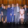 Colorado Governor Jared Polis, Former Colorado Governor Roy Romer, Chancellor Kenneth Christensen, Dean Marvin Lynn, Dr. Lisa Roy, Reed Martin, and 2025 SEHD Alumni Leadership Award recipients