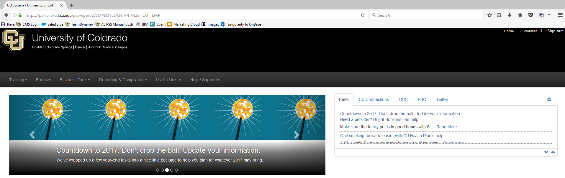 screenshot of temporary portal