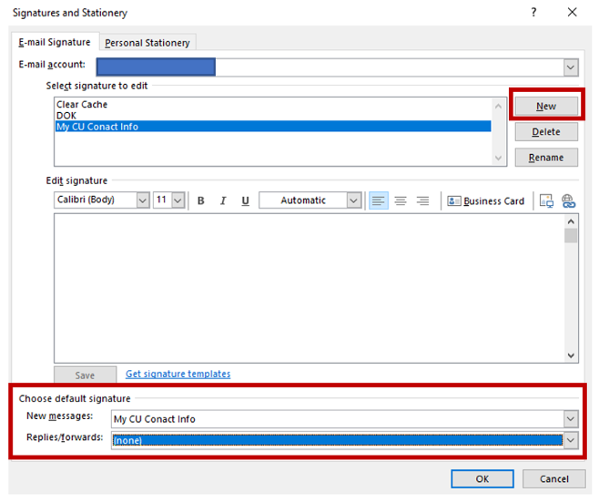 Adding default signatures