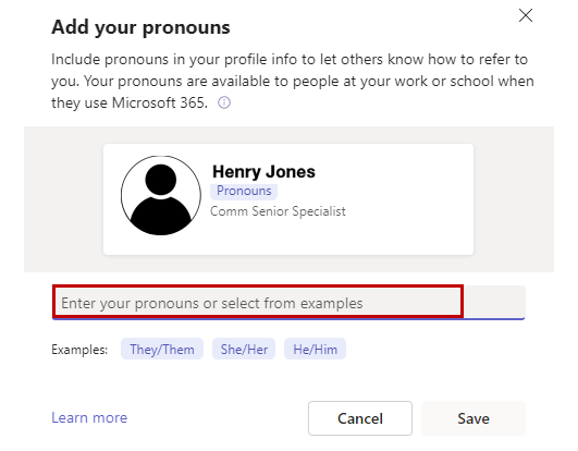 enter pronouns